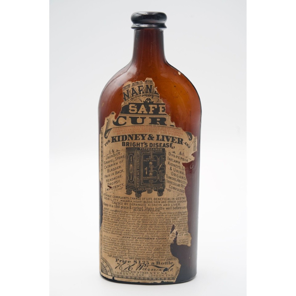 Warner's Safe Kidney & Liver Cure Rochester New York Amber Glass Bottle "X" Sign eBay