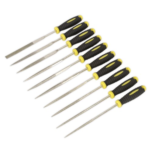 Siegen Sealey Diamond Needle File Set 10pc 100mm Precision Metalwork Craftwork - Picture 3 of 3