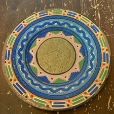 Vintage Mexican Art Pottery Mayan Calendar Wall Charger Made In Mexico