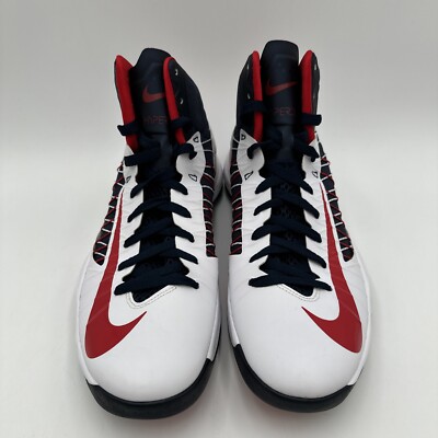 Nike Lunar Hyperdunk + White Blue Red USA 2012 Size 12 Used 524934