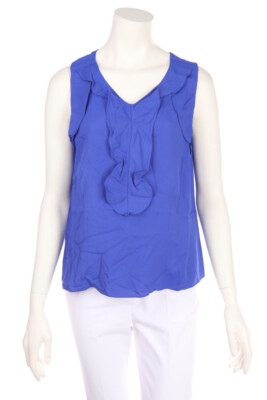 MARNI Blouse Top Volants Frills I 40 = D 34 indigo blue NEW