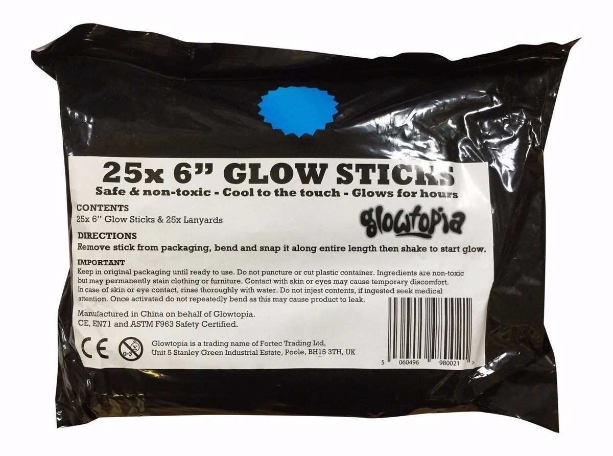25x 6 inch 1.5cm Thick Glow Sticks - Single or Mixed Colour 6