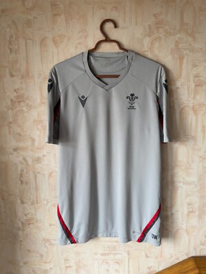Macron Wales Grey Training Rugby T-Shirt 2022-2023 Size XL