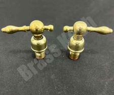 Pair of Unlacquered Brass Faucet Handles - Lever and Cross Simple and Star Sty