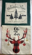Christmas Pillow Covers X2 17x17 Inches - No Stuffing- Farmhouse Country NWOT