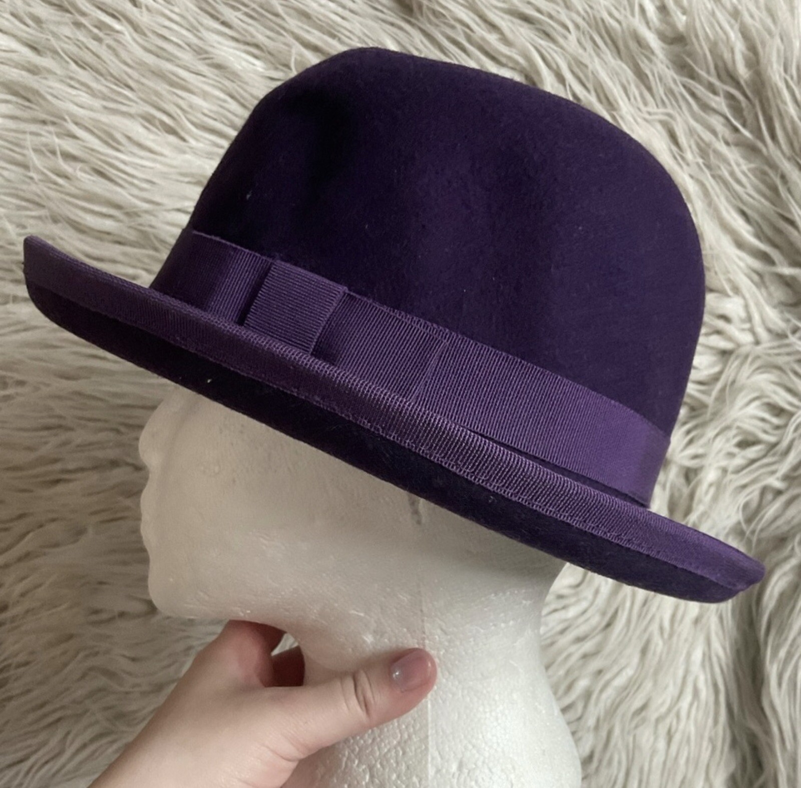 Helene Berman London Purple Vintage 100% Wool Grosgrain Bow Trim