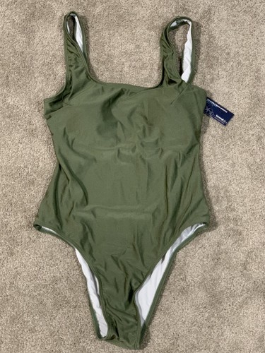 Summer Mae Swimsuit One Piece Women’s SZ Medium Bathing suit ARMY GREEN Silky