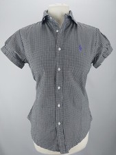RALPH LAUREN Sport  Bluse mit Kurzarm Puffärmeln Kariert Gr. 36