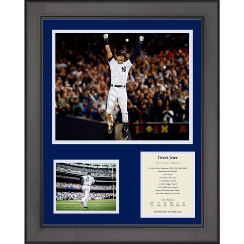 Framed Derek Jeter Hall of Fame Baseball 11"x14" Three Photo Collage