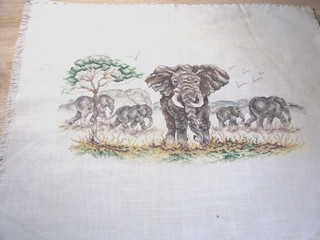 "Elephant Herd"Finished Cross Stitch