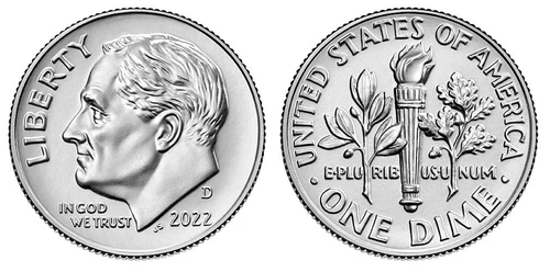 2022 - D    BU  UNC   ROOSEVELT DIME from Logistics Rolls
