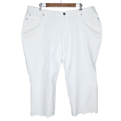 NEW Catherines womens embroidered capri jeans PLUS size 24W stretch solid white