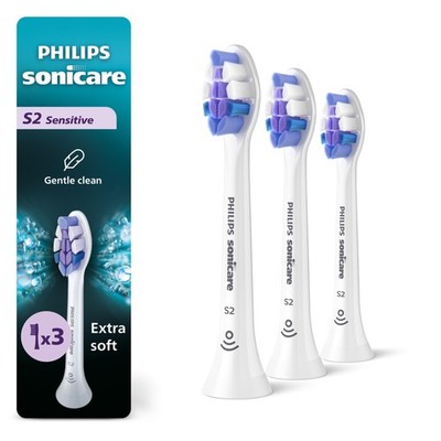 Philips Sonicare S2 Sensitive Brush Heads, 3-Pack, 1 Count (Pack of 3), White