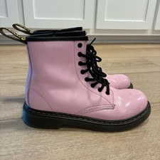 Dr. Martens Junior 1460 Patent Leather Lace Up Boots Bubblegum Pink Size 3