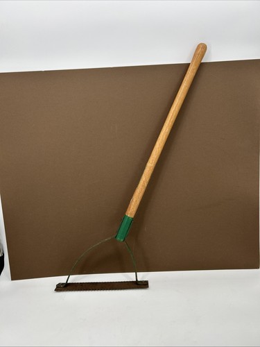 Vintage Serrated Double Edge Weed Cutter Head / Wood Handle Union Fork And Hoe