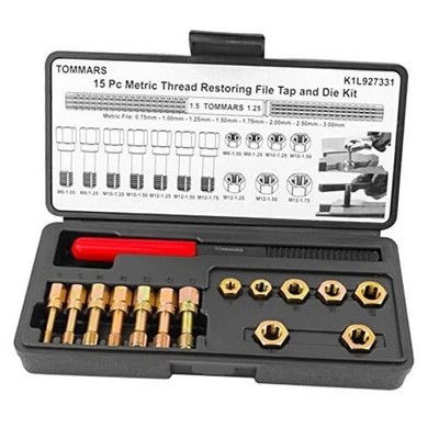  15-Piece Thread Chaser Set, M6 M8 M10 M12 Thread Metric Thread Chaser&File