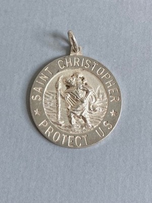 Vintage Sterling Silver St Christopher Pendant IBB 925 23mm Traveller Protection