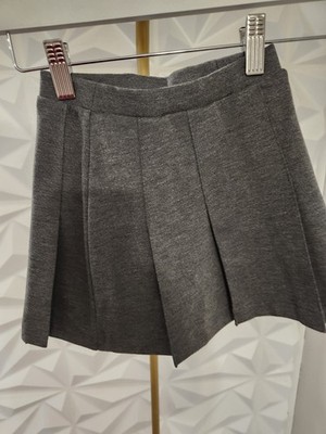 Lands End Girls Gray Solid Pleated Short Spandex Zip Skirt Size 4 Years