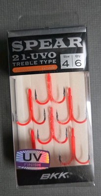 BKK Spear-21 UVO #4 Treble Hooks Tournament Grade FREE SHIPPING 