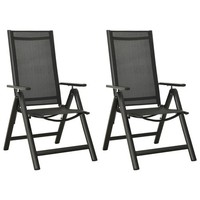 Vidaxl Klappbare GartenstüHle 2 Stk. Textilene Und Aluminium Schwarz Neu