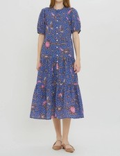 Oliphant Tiered Midi Dress Bali Navy