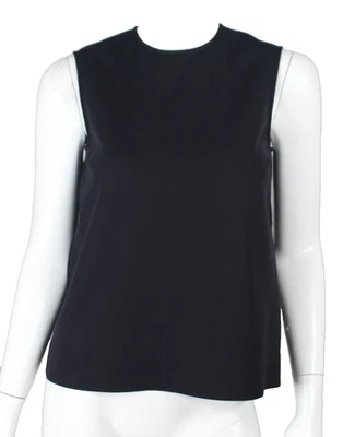 THE ROW Black Scuba Knit Crew Neck Boxy Sleeveless Top XS