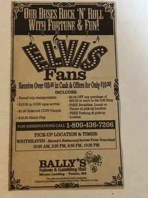 1977 Elvis Presley Fans Bally s Saloon & Gambling Hall Vintage Print Ad pa51