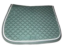 Quilted Saddle Pad Green with White Trim Girth Loop Full Size By Schneiders