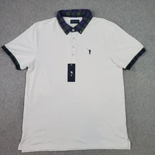 William Murray Polo Shirt Mens Large White Tartan Collar Golf Murray Favorite