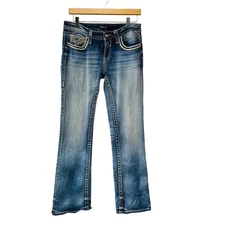 Vigoss Bootcut Jeans Embellished Pockets Light Wash Denim
