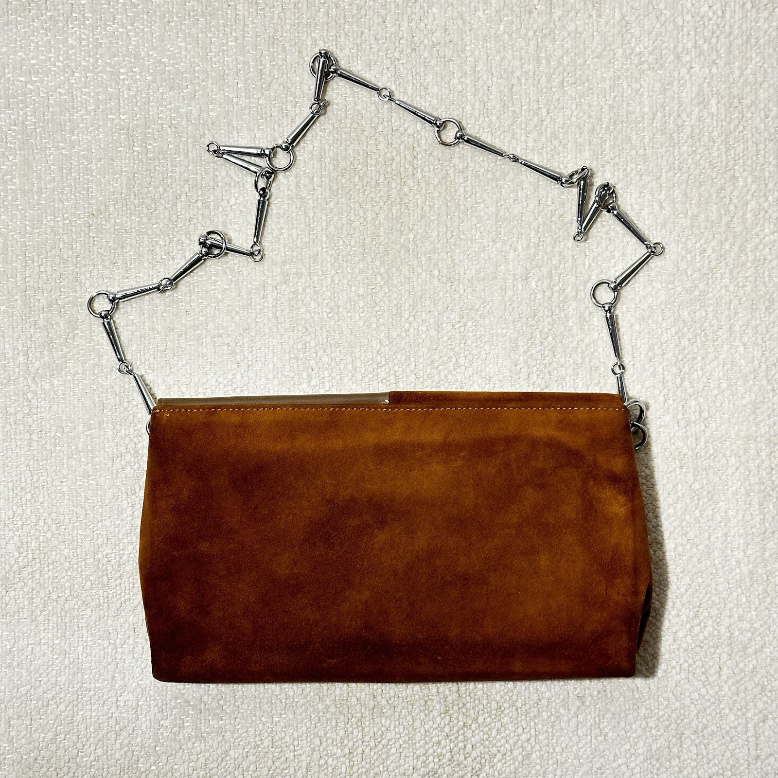 Leather Patchwork Shoulder Bag with Chain Strap - image 6