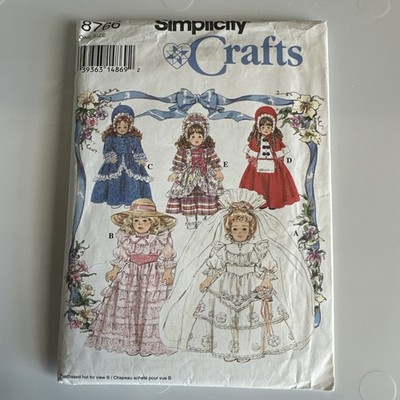 Simplicity 8766 Doll Clothes Sewing Pattern Vintage Uncut 16  18  Dress Bride