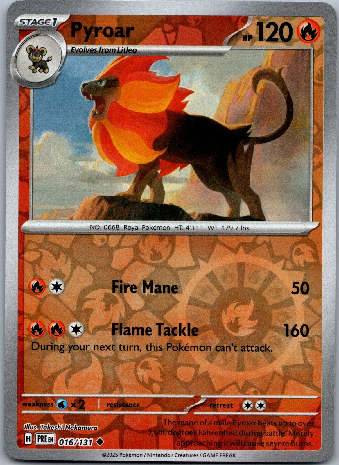 Pyroar Reverse Holo SV: Prismatic Evolutions 016/131 NM