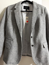 Banana Republic Women  s Gray Lined Collared Button Blazer Jacket, Size 14