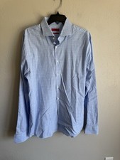 Men  s Blue Hugo Boss Squared Design Long Sleeve Formal Button Up Shirt