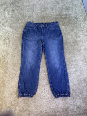 NYDJ Jeans Womens Size 8 Straight Ankle Cuffed Stretch Denim Lift Tuck F278
