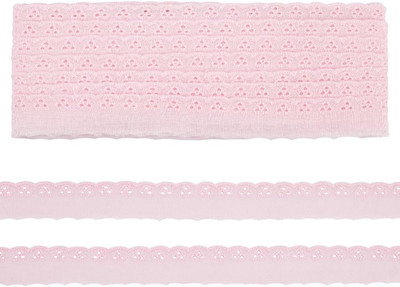 15 Yards Pink Cotton Lace Trim 1 Inch Floral Eyelet Sewing Ribbon Craft DIY