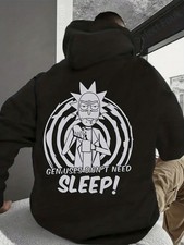 Rick and Morty Men'S Graphic Hooded Sweatshirt - Rick  Morty Back Print Pullove