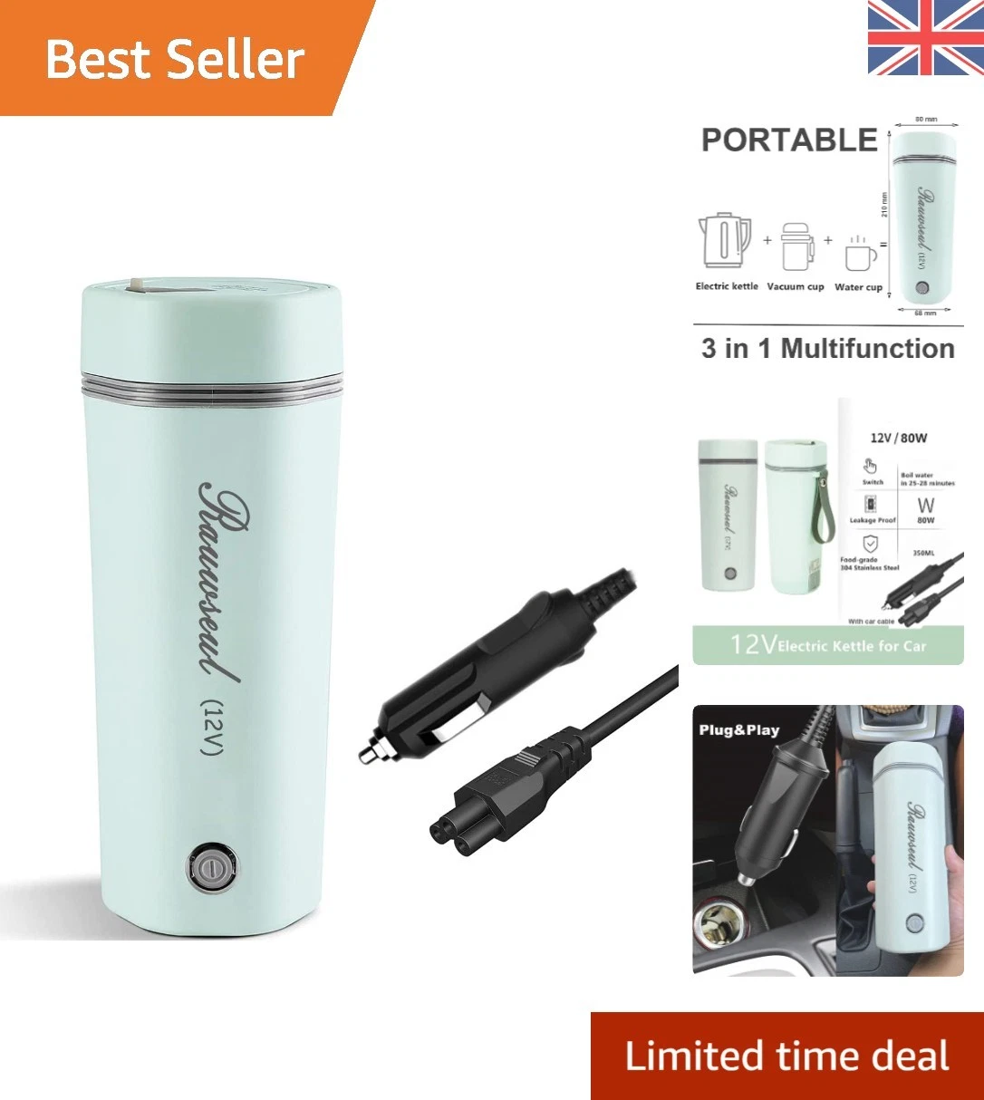 Compact Travel Electric Kettle - 98°C Heating, Perfect for Cars & On-the-Go