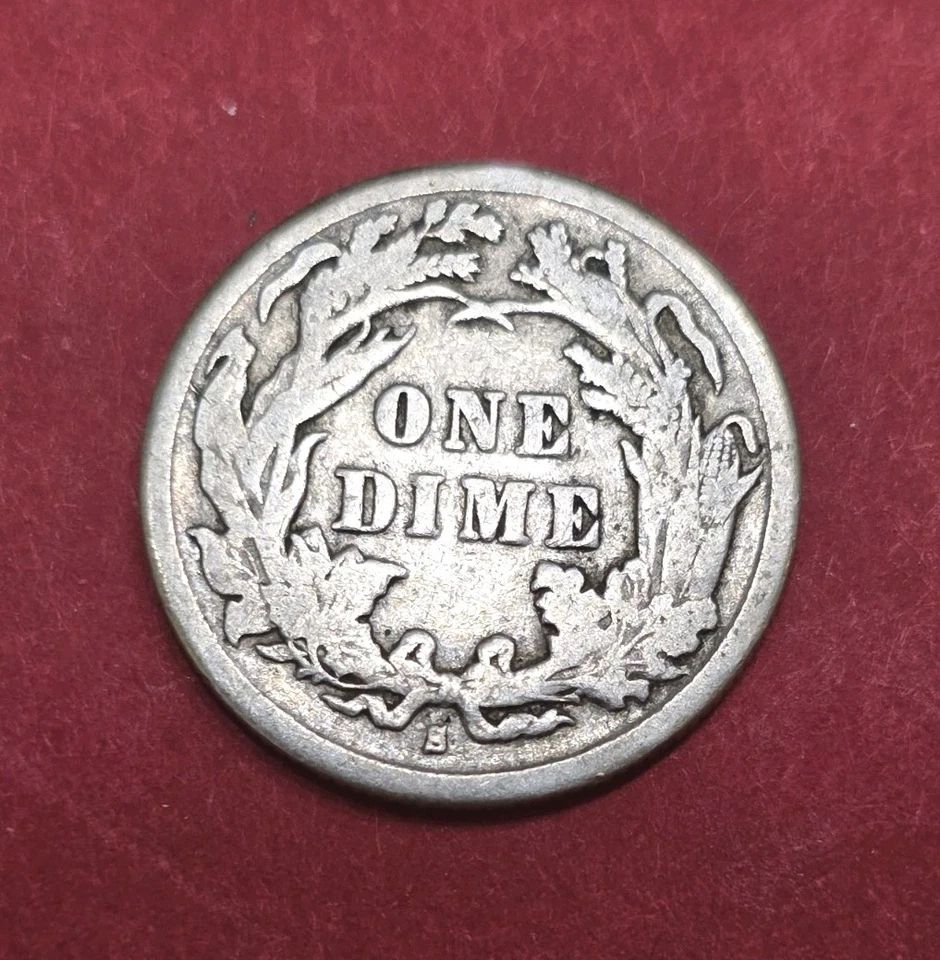 Moeda de dez centavos 1891-S Liberty Seated Fine+ Condition. - Imagem 4 de 4
