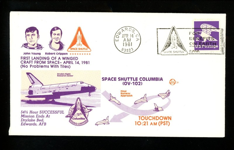 US Space Cover Shuttle 1st LANDING OV-102 Columbia NASA AFB Edwards CA 4/14/1981