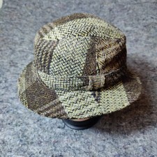 Vintage Harris Tweed Hat Fedora Fitted Men M/L Scotland Grandpa Classic
