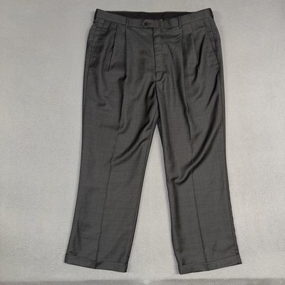 Haggar Dress Pants Mens 40x30 Dark Gray Classic Pleated Cuffed Polyester  Work | eBay