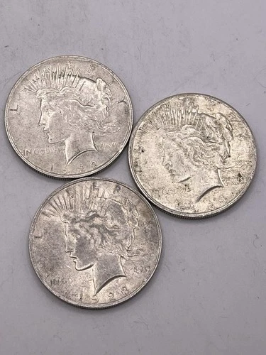 Peace Dollar Lot Of 3 1922-p 1923-p 1924-p All 3 AU Condition Nice Set Of 3