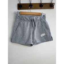 Nike Girls Gray NSW Club French Terry Shorts Elastic Waist Drawstring