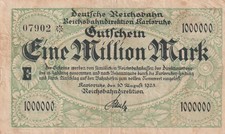Karlsruhe - Reichsbahn - 1 Million Mark - KN 5st * 8str. klein - E - 012.1.b.