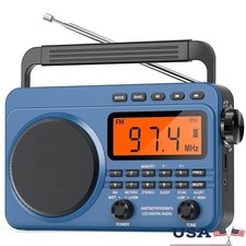 Battery Powered Radio AM FM SW WB Rechargeable 4000mAh USB Portable Outdoor