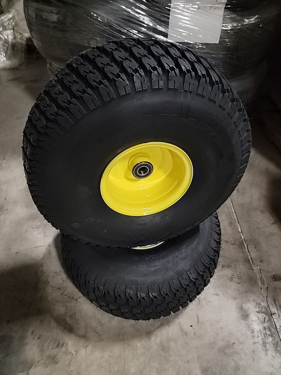 Set (2) 22.5x10.00-8 Front Wheel Tire Assembly John Deere