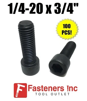 BRIGHTON (Qty 100) 1/4-20 x 3/4" Socket Head Allen Cap Screw 12.9 Black Oxide / Plain