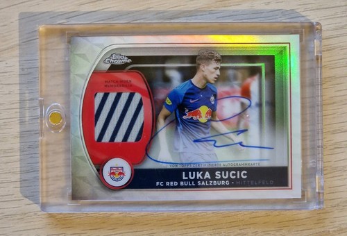 Topps Red Bull Salzburg Chrome 2023 - Luka Sucic 41/49 OnCard Auto & Patch - Picture 1 of 2